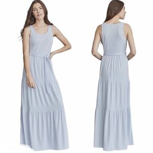 Elizabeth and James blue tiered belted maxi dress D24